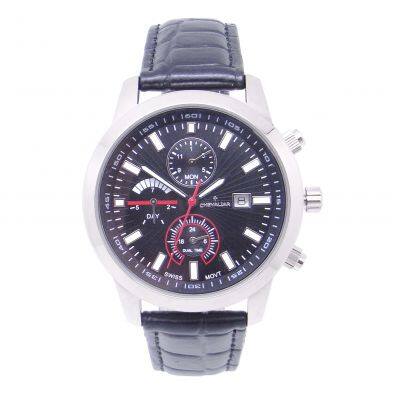 Stainless Steel Chronograph Watches Man Genuine Leather Multi-Function Watch photo-5