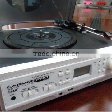 Belt-drive turntable player, classic phonograph, record player with cassette