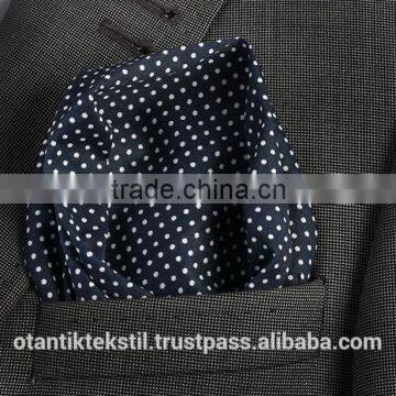 Dark Blue Polka Dot Custom Pocket Square, Manufactoring Hankercheif,