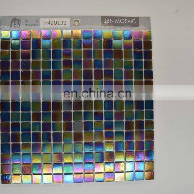 Irridiscent Color Bathroom Mosaic Tiles and Swimming Pool Tile Mosaic Splash Back Hot Melting Glass Mosaics Tiles photo-3