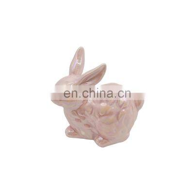 pink happy personalize easter bunny mascot crafts ceramic gift rabbit figurine home decoration