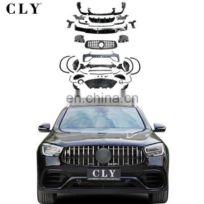 CLY Car Bumpers For Benz GLC SUV Facelift GLC63S AMG Front car bumper Grille front rear wheel arch diffuser tips Bodykits