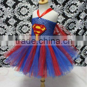 Fashion design dress for girls cosplay superman kids summer dresses