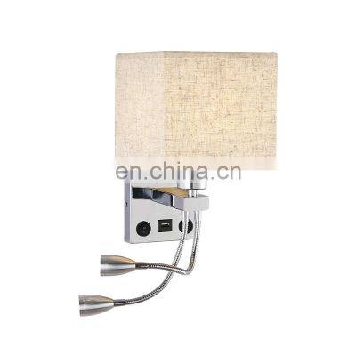 Hot Sale USB charger with Switch Fabrics Cover Housing Bedroom Hotel Lobby Aisle E27 lamp holder bulb LED Wall Lamps