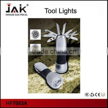 JAK HF7003A CE and RoHS certificated 1 W LED with lens multi tool flashlight