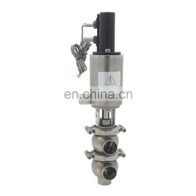 SS304 sanitary stainless steel pneumatic control reversing valve with sensor