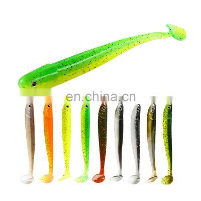 JOHNCOO New Fishing Lure Soft Bait Shad Worm 75mm 2.1g PVC Plastic Soft Artificial Soft Lure 8pcs