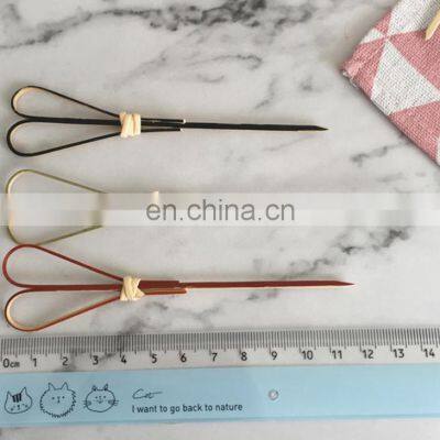 Bamboo Heart Looped Skewer Handle Barbeque Knotted Bamboo Fruit Sticks/skewer/picks photo-4