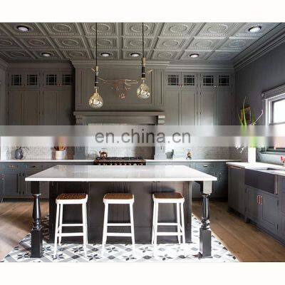 Dark grey shaker design modern pantry  classic wood wall storage high quality kitchen cabinet