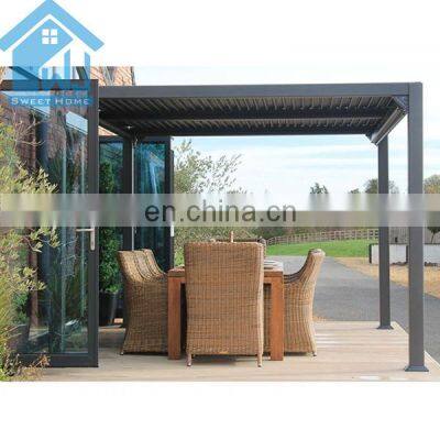 2019 New Garden Covers Aluminum Pergola Luxury Outdoor Gazebo With Led Strip Lights