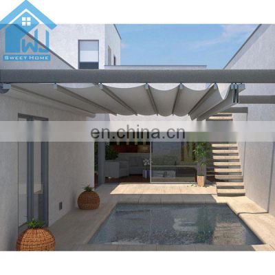 Retractable balcony roof high quality retractable PVC fabric Pergola awning