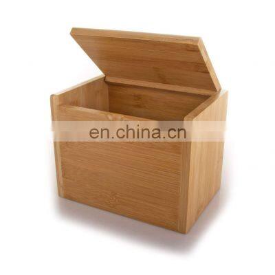 Factory Custom Natural Bamboo Wood Recipe Box With Card Divider