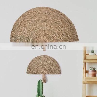 Hot Sale Art Decoration Natural Seagrass Fan Wall Decor with Handle Woven Fan and Wall Decor Set of 2  Cheap Wholesale