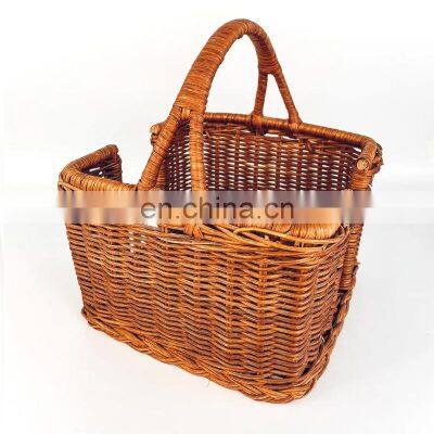 Vintage Wicker Napkin Tissue Holder With Handle Easy Bring Cheap Wholesale Picnic Caddy Storage Wovenmade in Vietnam
