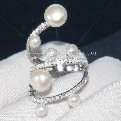 S925 Sterling Silver Ring With Freshwater Pearl Ring for Women photo-5