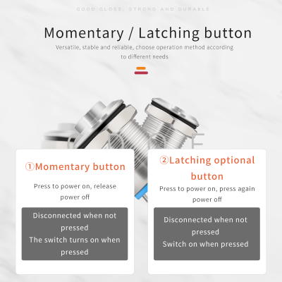 Ip65 12mm Metal Flat Head 6v One Normally Open Momentary Switch Push Button for Alarm System photo-5