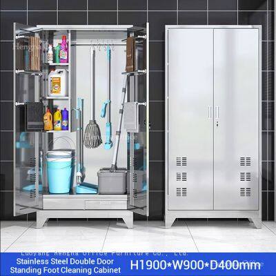 High-Quality Stainless Steel Cleaning Cabinet With Secure Locks and Adjustable Hooks for Schools, Hospitals, and Offices photo-2