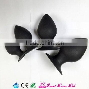 Top Selling Black Silicone Waterproof Silicone Anal Plugs Butt Plugs Strong Suction Cup Silicone Butt Plug for Couple photo-3