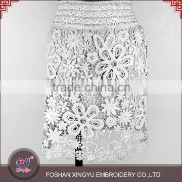 OEM/ODM manufacturer crochet white mesh embroidery french lace adult women skirts