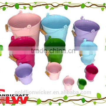 colorful design decorative metal buckets,round mop bucket,garden bucket