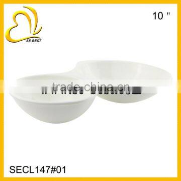 10" IRREGUALR SALAR BOWL; 2 SECTION PLASTIC SALAD BOWL