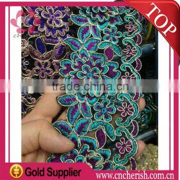 Dubai high quality fashion national adhesive lace trim for Moroccan Turkish Arabic Chiffon