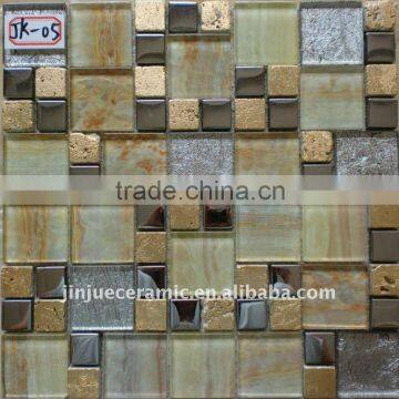 Stainless Steel Mixed Glass Mosaic hand make tile