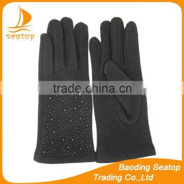 women's spandex velvet gloves with black diamonds for wholesale