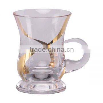 Clear Coffee cup with gold decoration and cutting