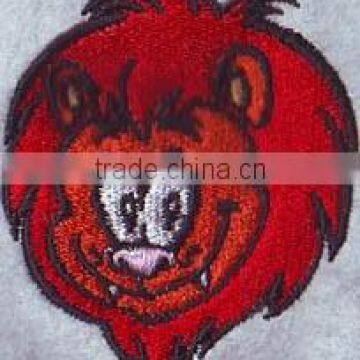 Hot sales for Lion embroidery patches logos sew on apparel.