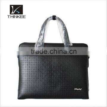 High quality simple stylish classic black waterproof large leather briefcase