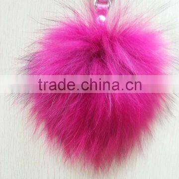 100% dyed raccoon fur pom poms keyrings /bag charm