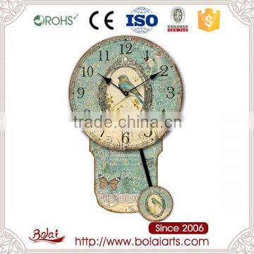 Various colors Vintage green pattern elegant bird printing vintage pendulum clocks