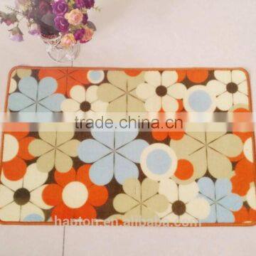 50*80cm loop pile printing carpet with anti-slip backing latex/tpr flower moden design nylon printing mat