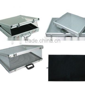 Aluminum Glass Top Display Locking Travel CounterTop Case w/side panel