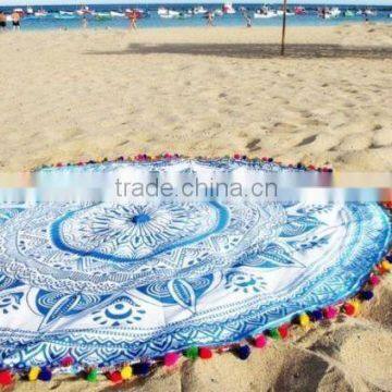 Indian Cotton Round Mandala Beach Throw Roundie Yoga Mat Ethnic Tabke Cover Boho Hippie Tapestry