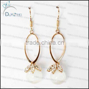 fashion long earrings white single stone earrings