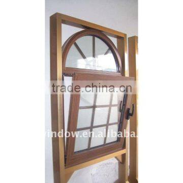 classical brown color PVC/UPVC vertical tilt and turn glass window with grill design