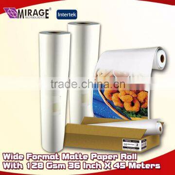 Wide Format Matte Paper Roll With 128 Gsm 36 Inch X 45 Meters