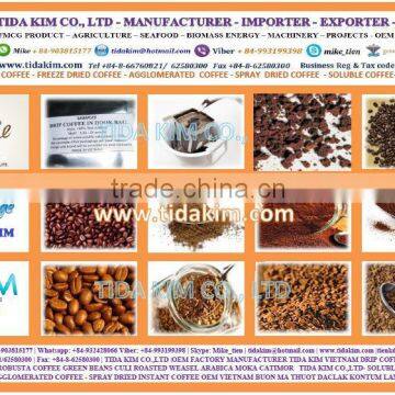 SPRAY DRIED INSTANT COFFEE 100%-FREEZE AGGLOMERATED ARABICA ROBUSTA VIETNAM SOLUBLE COFFEE - ROASTED COFFEE TIDA KIM OEM