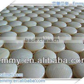 Convex round freshwater river shell mosaic on mesh 3D wall tile mosaic