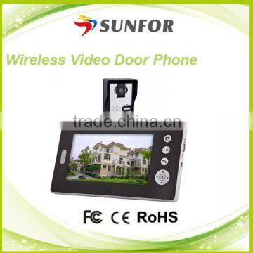 7" Apartment 2.4GHz Wireless Front Door Peephole Camera with Doorbell and Two-way Intercome Function