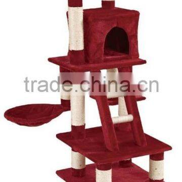 Anji Kaifeng popular small colorful Luxury wooden and sisal Cat Tree ,cat Scratching Post KF8024