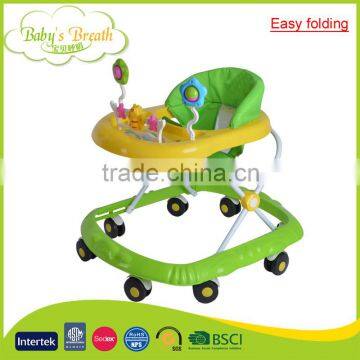 BW-28B easy folding beautiful baby walker seat pad cheap baby walker with 8 swivel wheels