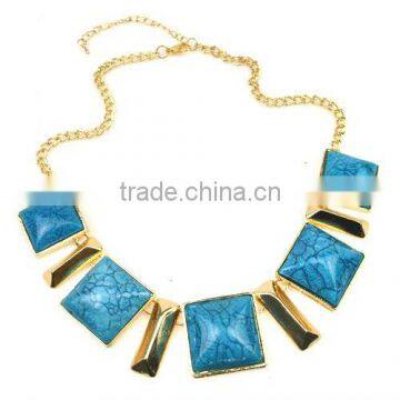Blue Stone Strand Necklace, MOQ 120pcs,high quality