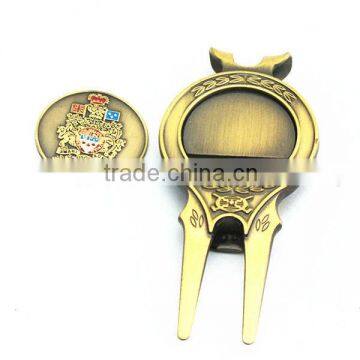 SM-LA002 Spring golf metal action divot tool with ball marker