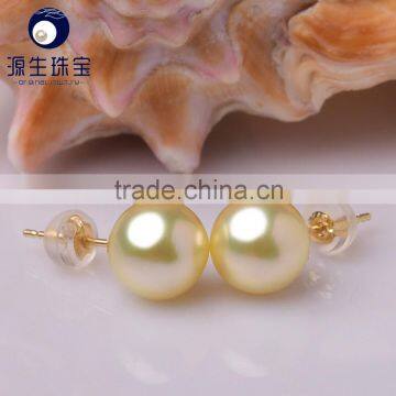 fashion jewelry 6--9mm goden japanese akoya drop pearl earrings for sale