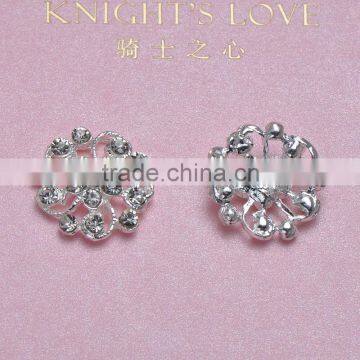 (M0331) 21mm rhinestone embellishment ,silver plating, flower shape, flat back, all clear crystals