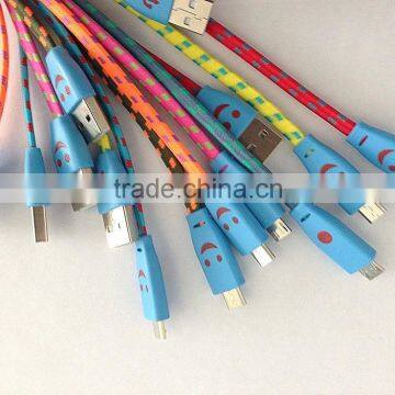 with CE ROHS approved Fabric Braided Sync charge colorful micro usb cable for cellphone