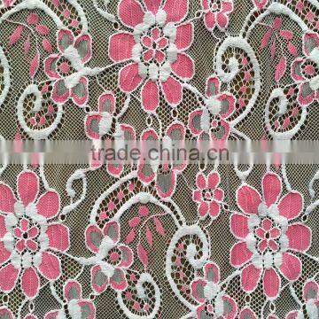 New fashion poly nylon high quality lace fabric for garment;wholesale knit french flower lace fabric